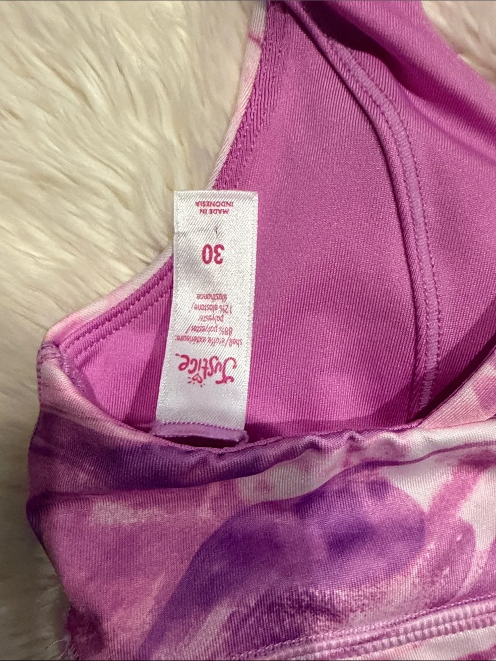 Purple Marble Print Crisscross Sports Bra - Girls Intimates & Sleepwear